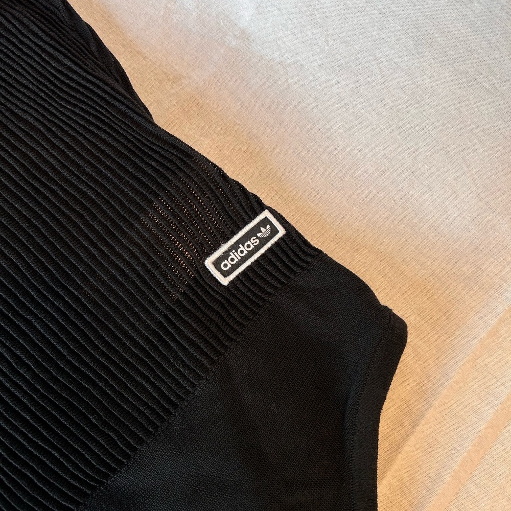 adidas Black One-Shoulder Ribbed Bodysuit with White 3-Stripes - Picture 7 of 8